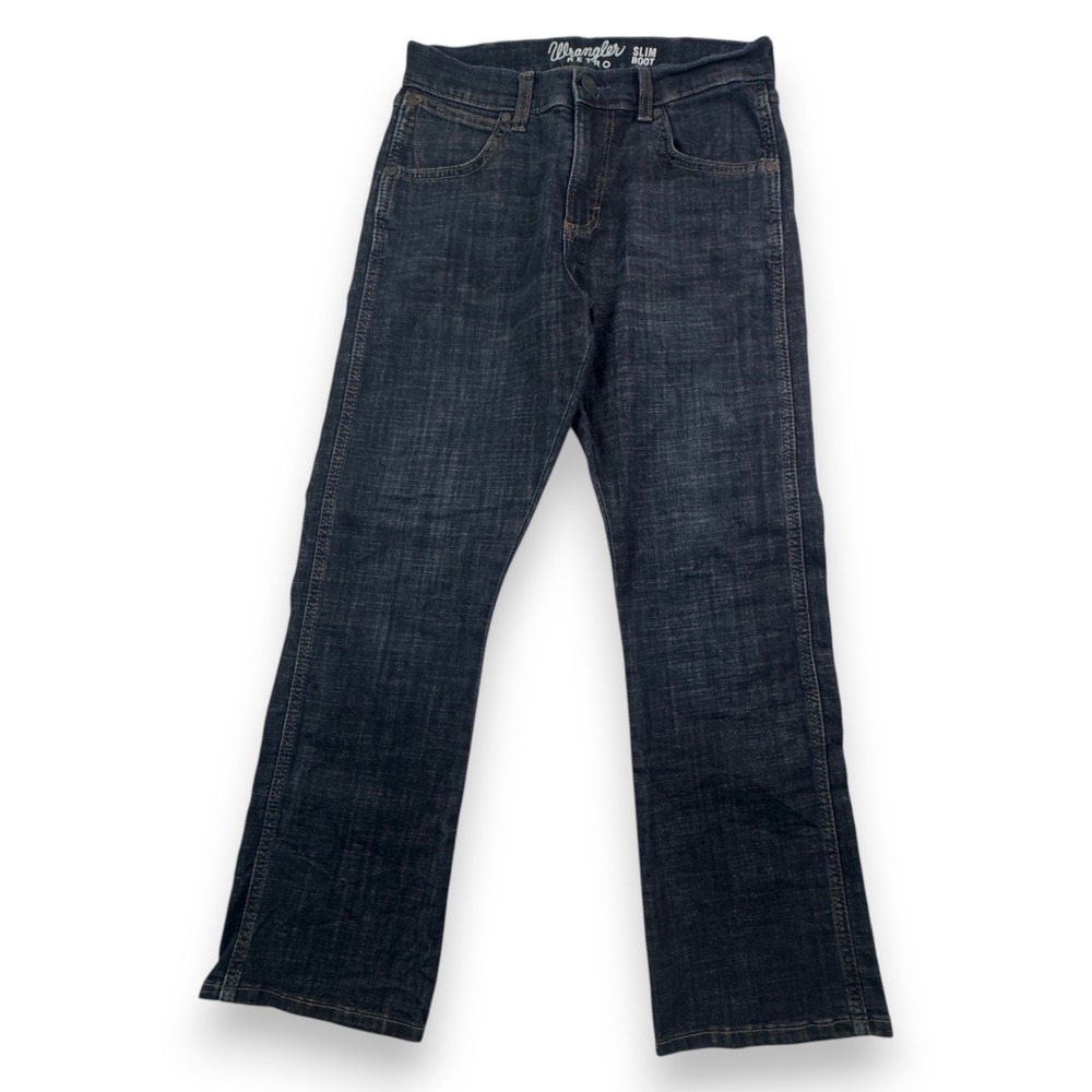 Wrangler Retro Slim Boot Jeans Mens 29x30 Dark Wash Denim 1077MWZDX